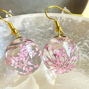 🌸 Earrings Glass Ball Floral Fairycore Cottagecore Dainty Classy Chic Luxury